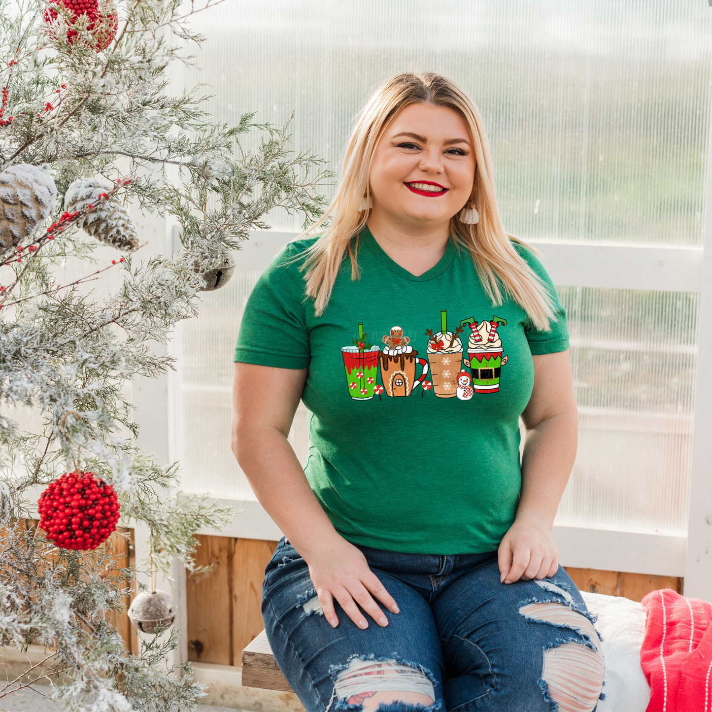 Christmas Cups Elf DTF Print