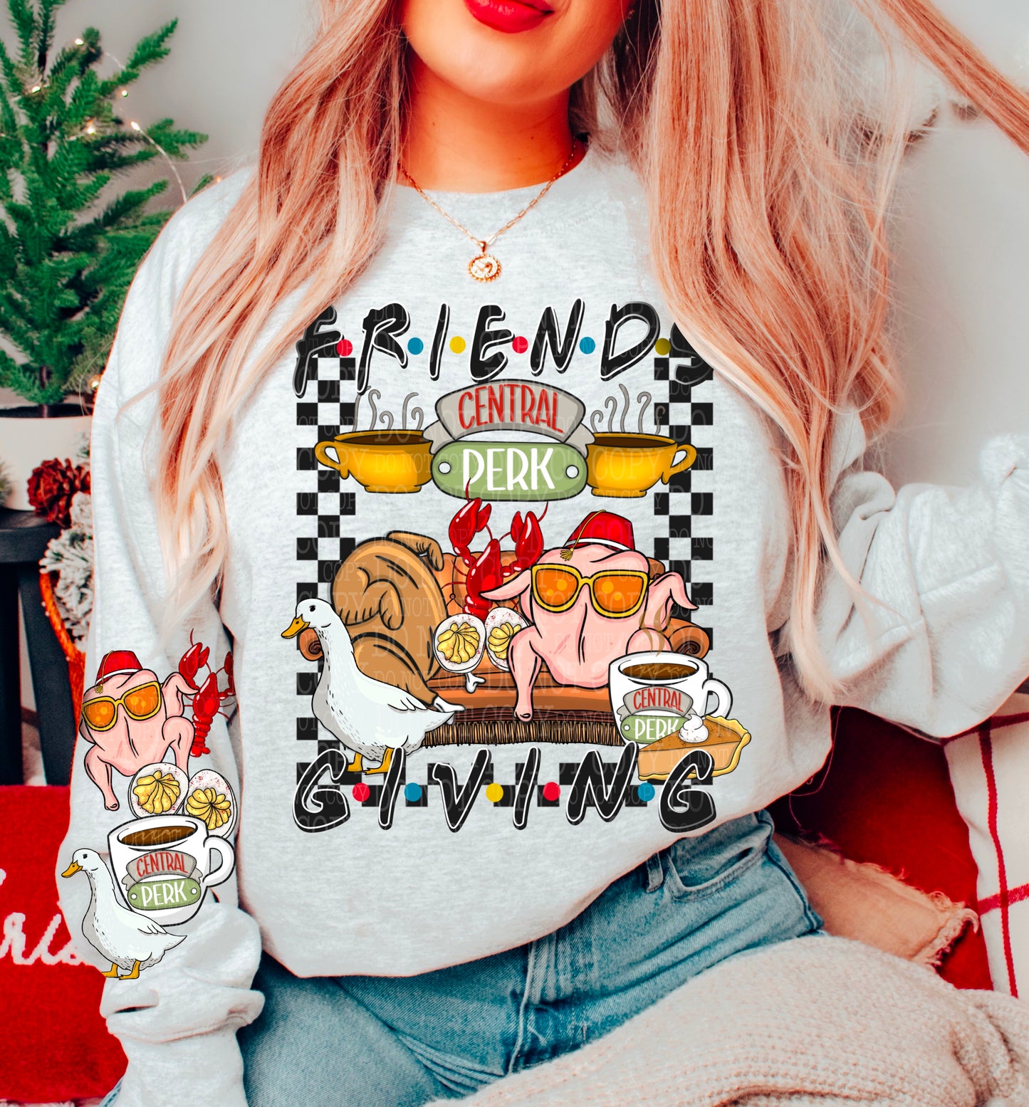 Friendsgiving and sleeve DTF Print