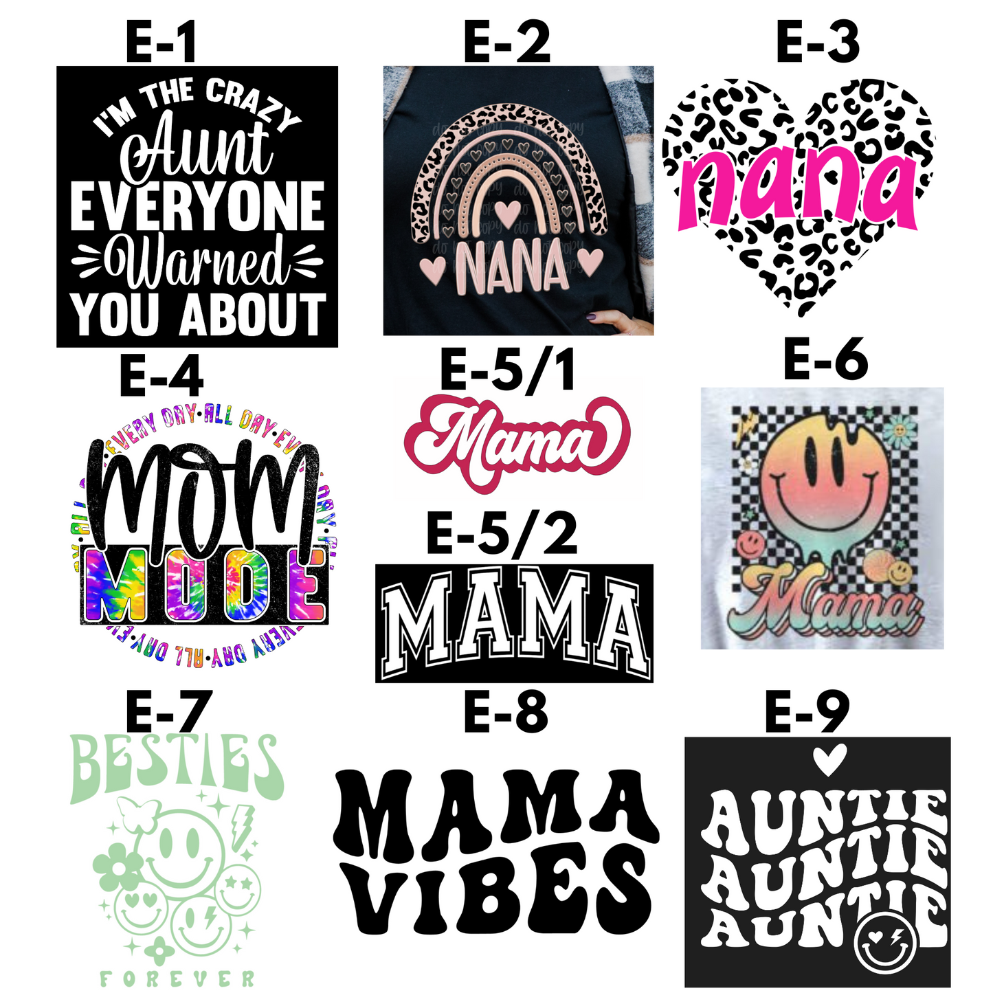 Mama, Auntie, Grandma Graphic Designs