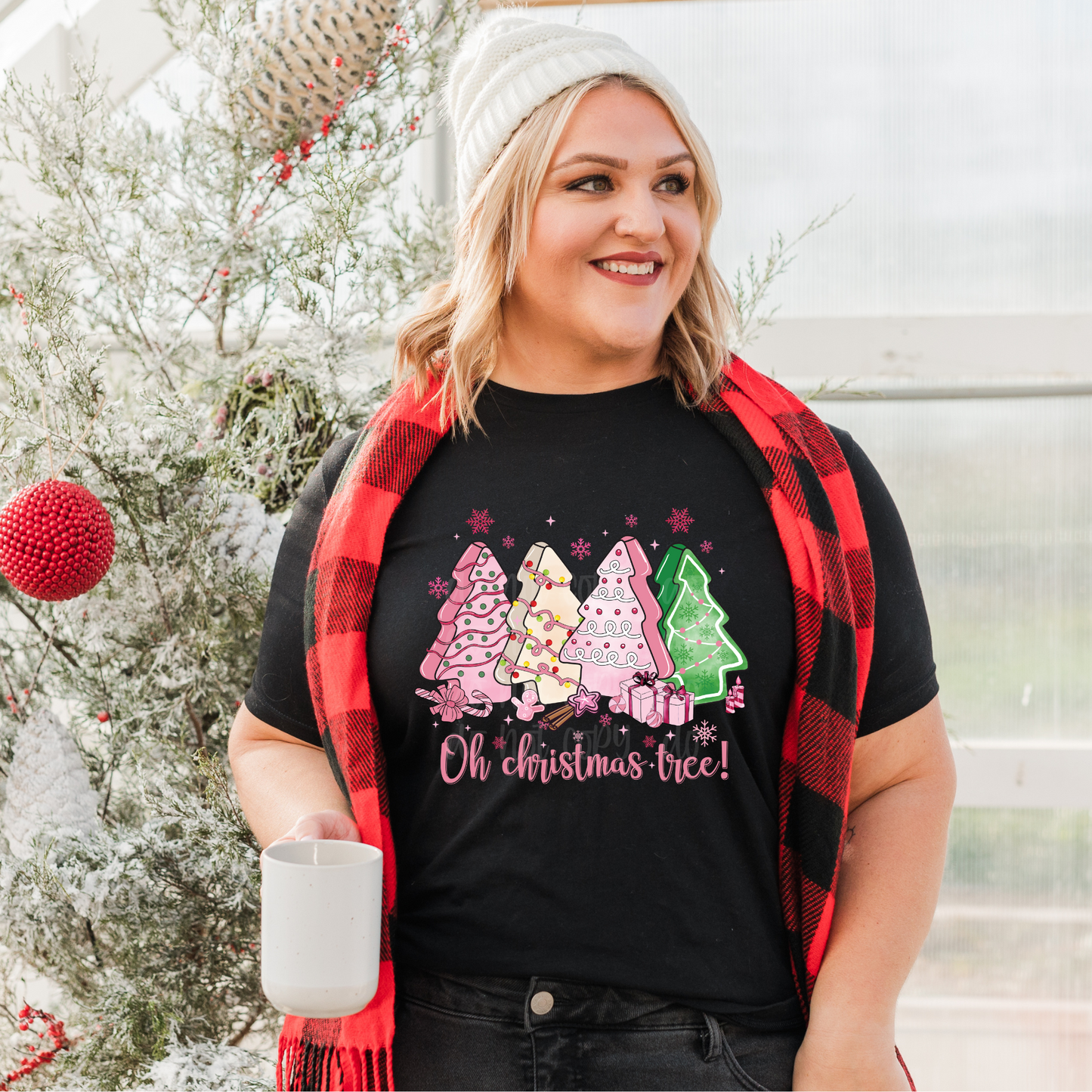 Pink Oh Christmas Tree DTF Print