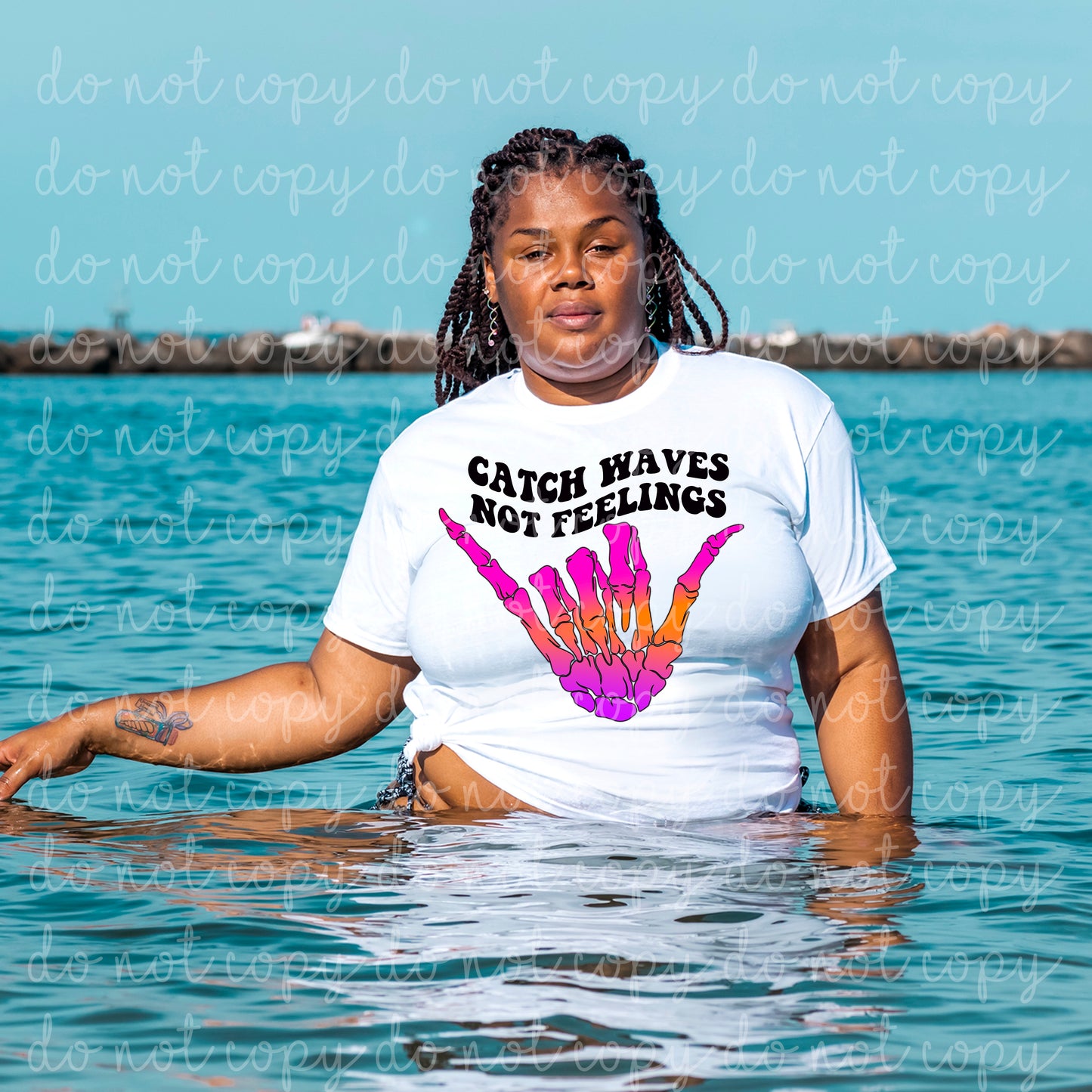 Catch Waves Not Feelings Sublimation Transfer