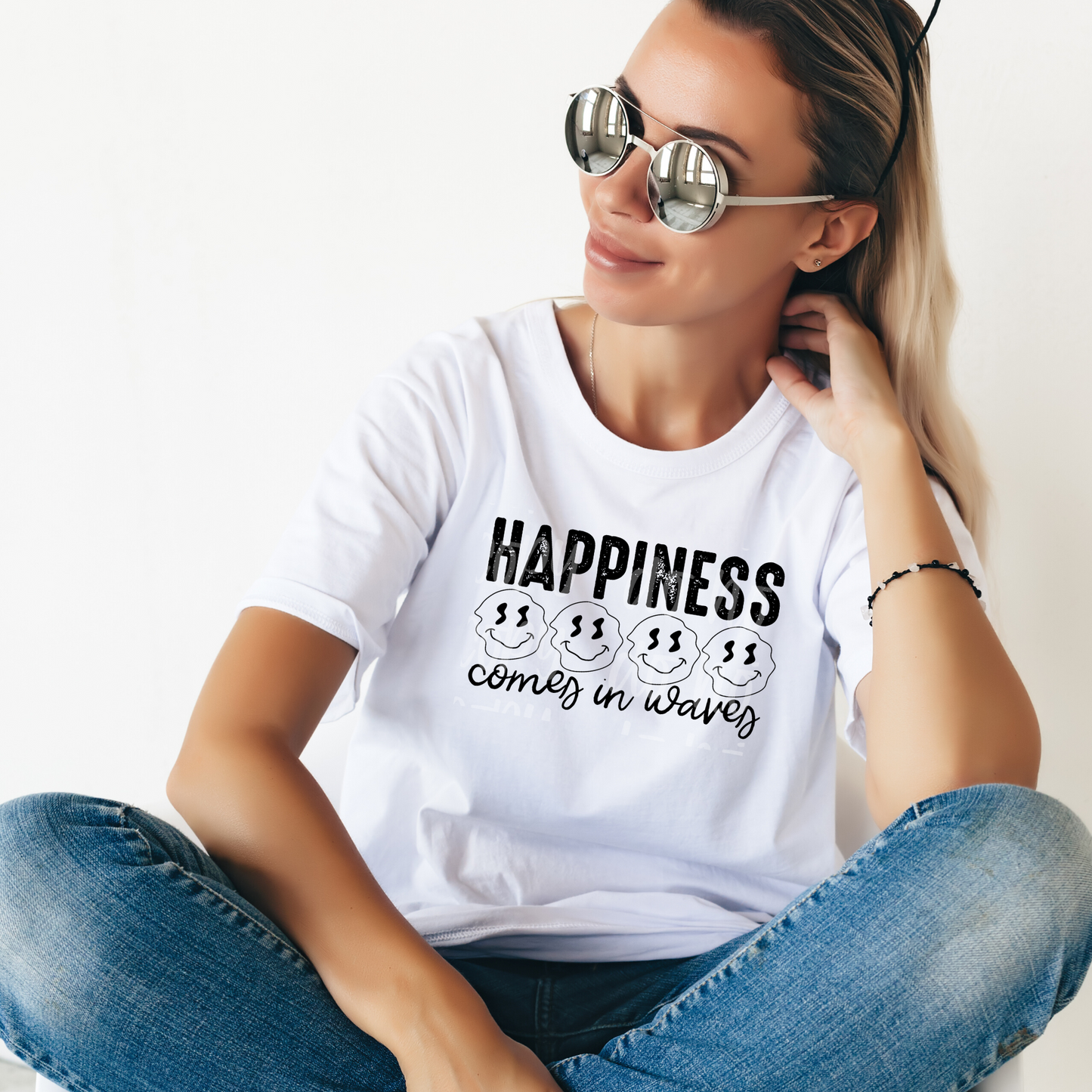 Happiness Comes In Waves Screen Print Transfer