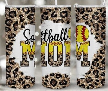 Softball Mom Cheetah Sublimation Tumbler Wrap