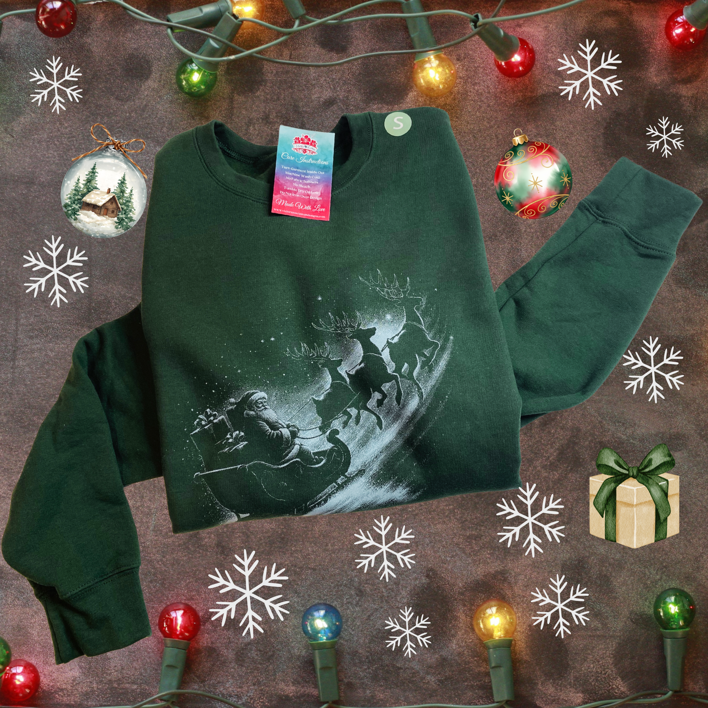 Santa Reindeer Sleigh Crewneck Sweater