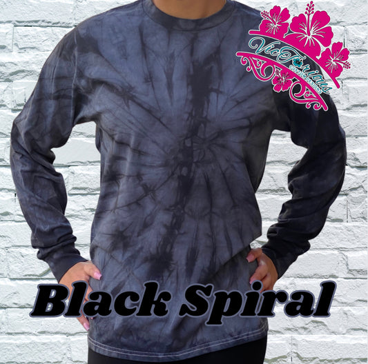 Black Spiral Tie Dye Long Sleeve Shirt