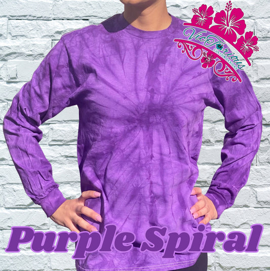 Purple Spiral Tie Dye Long Sleeve Shirt