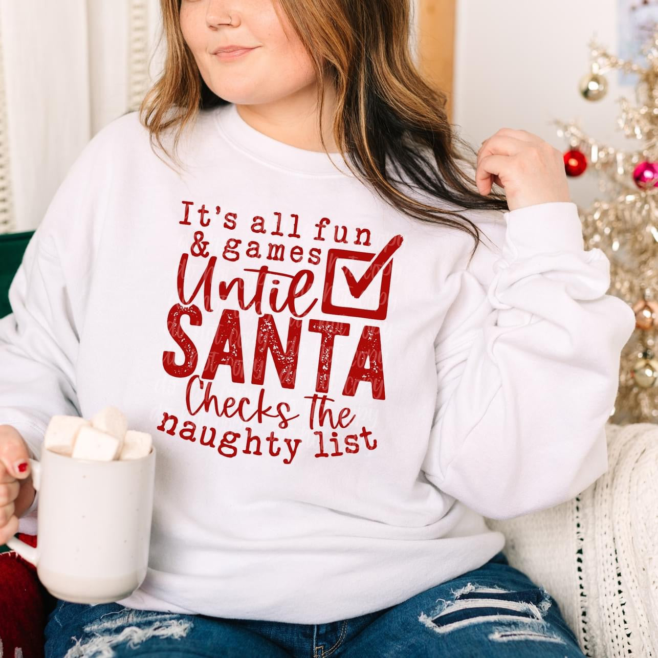It’s All Fun and Games Until Santa Checks the Naughty List Screen Print Transfer