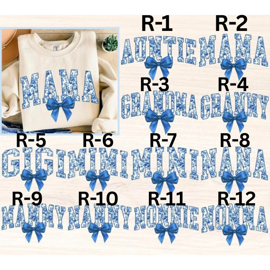 Relationship Blue Floral Bow DESIGN ONLY