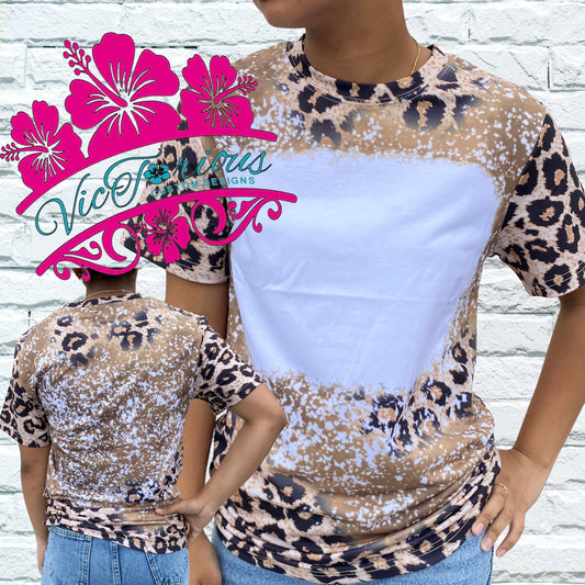 Cheetah Glitter Faux Bleach Sublimation Blank Tshirt