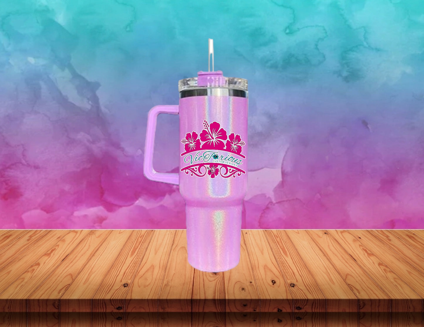 40 oz. Holographic Sublimation Tumbler – victoriouscustomdesigns