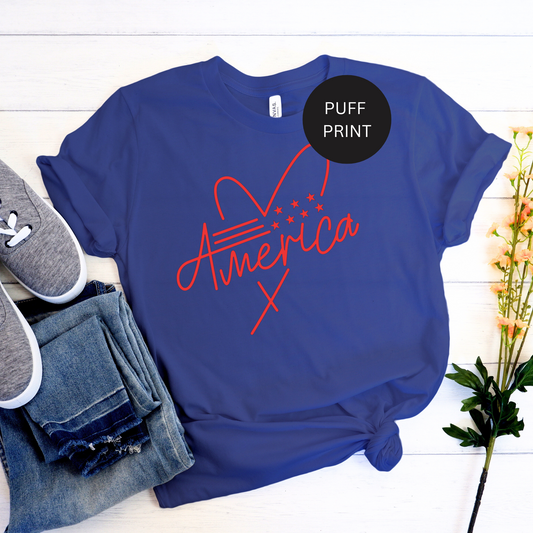 America Heart PUFF Print