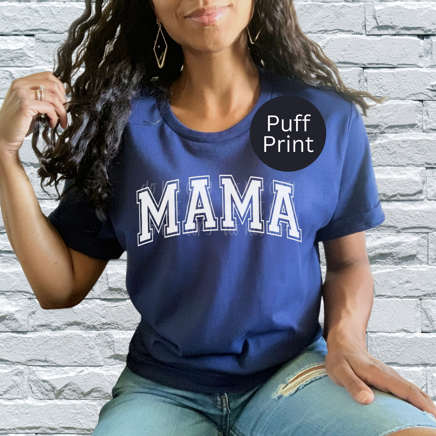 Mama White Puff Print