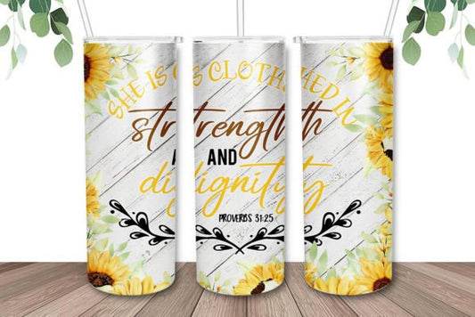 She Is Clothed In Strength Sublimation Tumbler Wrap