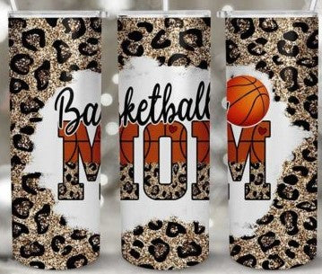 Basketball Mom Glitter Cheetah Sublimation Tumbler Wrap
