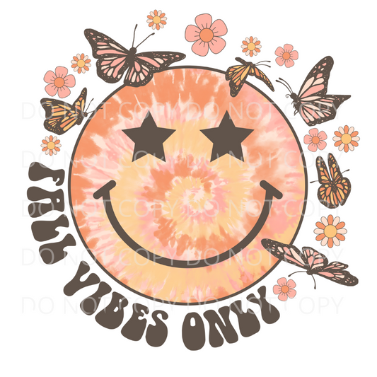 Fall Vibes Only Retro Smile Sublimation Transfer