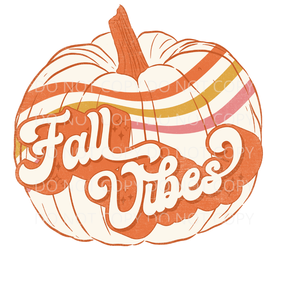 Fall Vibes Retro Stripe Pumpkin Sublimation Transfer