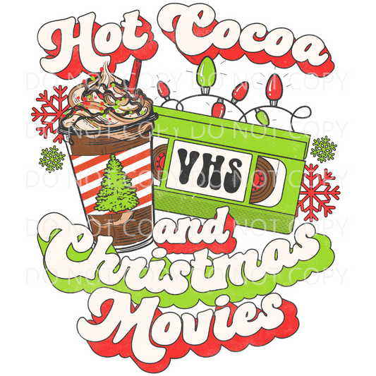 Hot Cocoa and Christmas Movies Green Sublimation Transfer