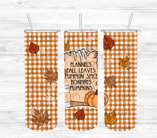 Flannels, Fall Leaves Sublimation Tumbler Wrap