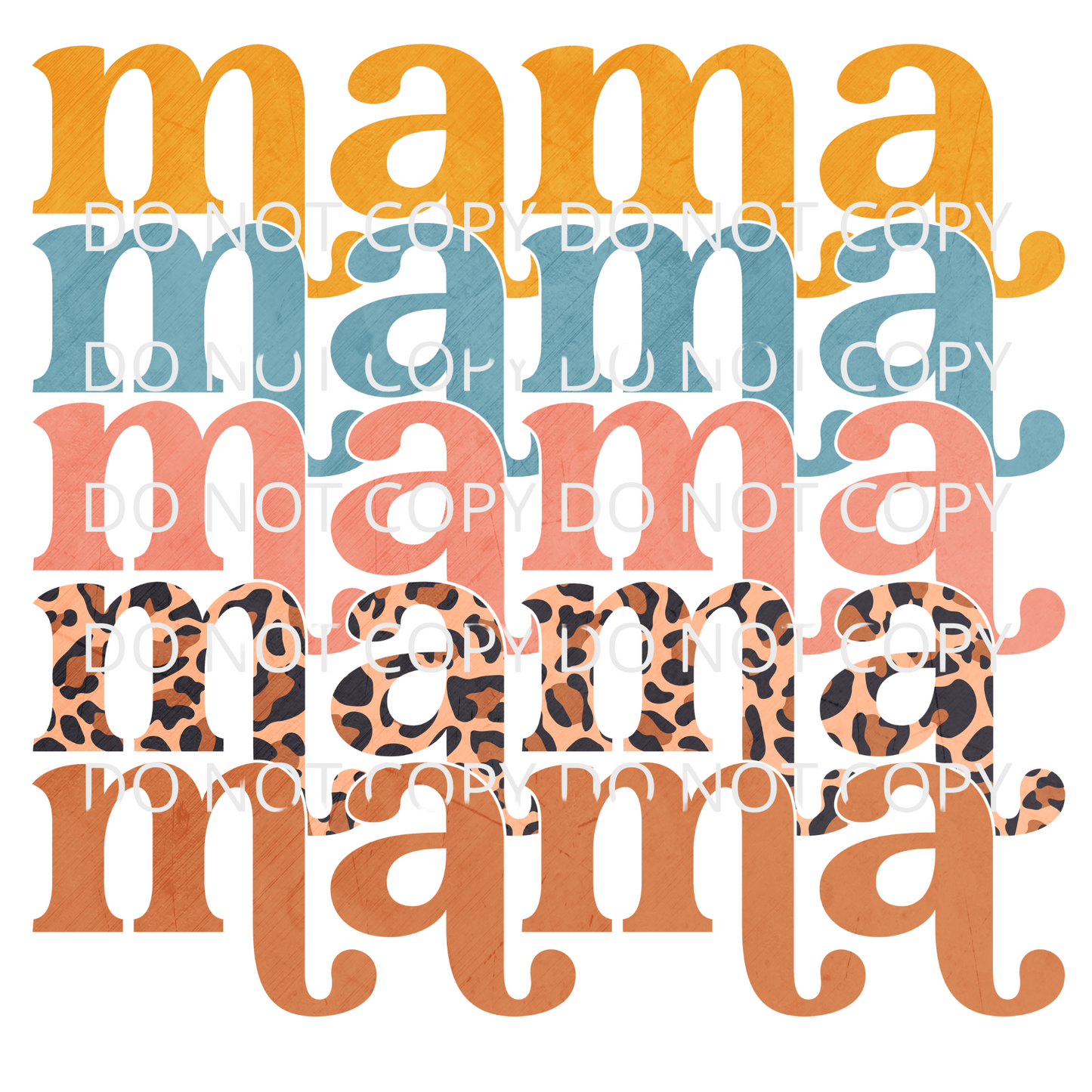 Mama Stacked Leopard Sublimation Transfer