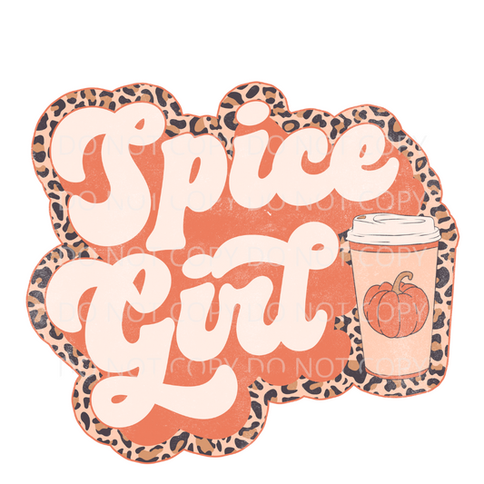 Pumpkin Spice Girl Retro Leopard Sublimation Transfer