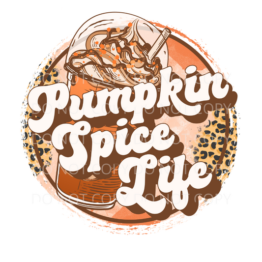 Pumpkin Spice Life Retro Leopard Sublimation Transfer