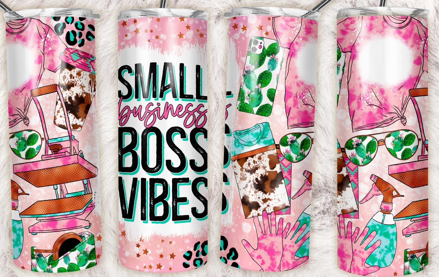 Small Business Boss Vibes Pink Sublimation Tumbler Wrap