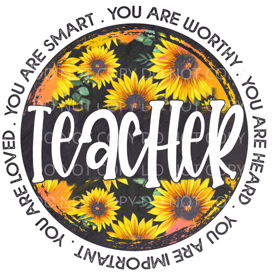 Teacher Sunflower Sublimation Transfer