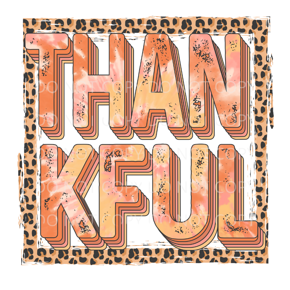 Thankful Tie Dye Leopard Square Sublimation Transfer